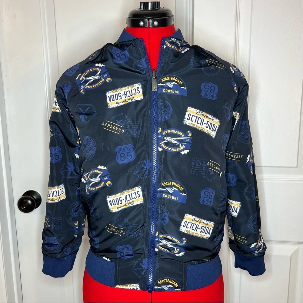 Scotch & Soda Navy Bomber Jacket with Stripe Trim